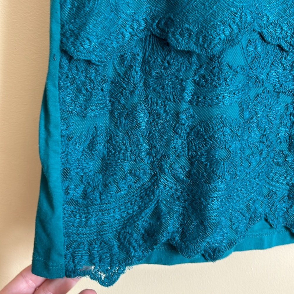 Ricki’s women’s tank top‎ size large teal lace overlay sleeveless - Picture 3 of 8